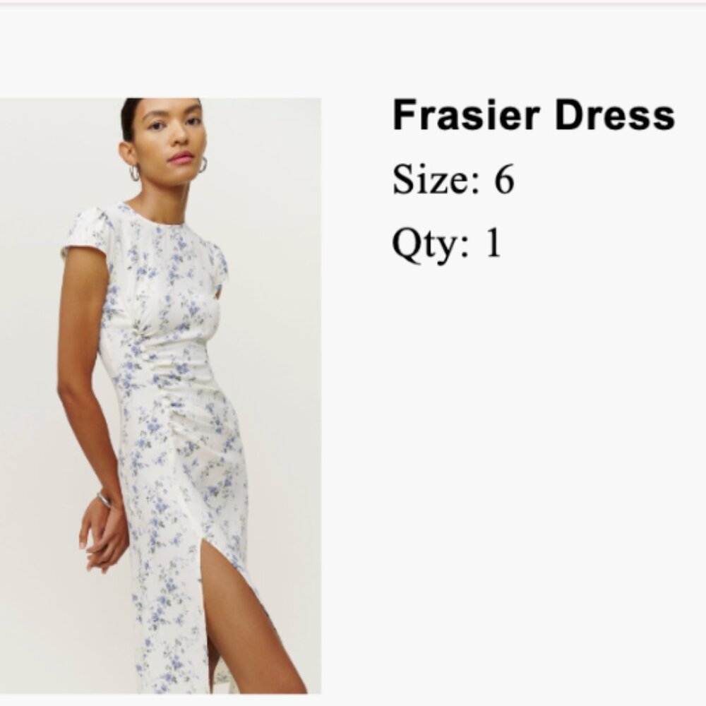 NEW Never Worn - Reformation Fraiser Dress White and Floral